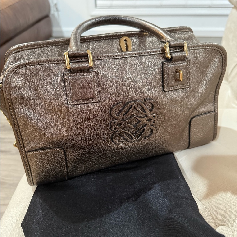 Loewe Brown/gray metallic Boston bag